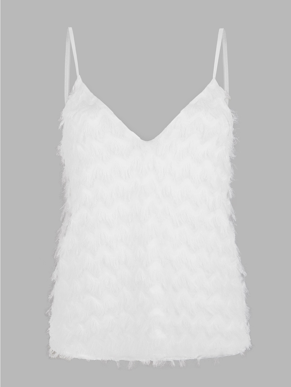 Women's M CUPSHE white fringe V neck cami tank